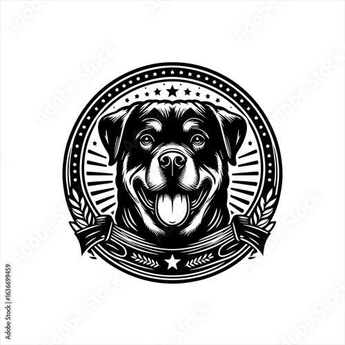 Happy rottweiler dog portrait