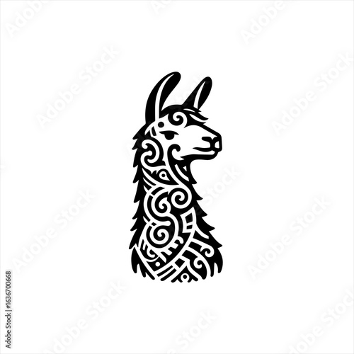Tribal llama animal emblem