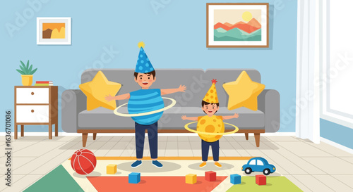 Children Dressed as Planets at Home Celebrating a Space Themed Birthday