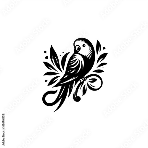 Budgie bird on a branch isolated