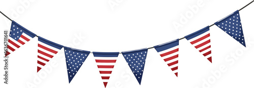 Patriotic Pennant Banner – American Flag Garland for Independence Day and National Celebrations