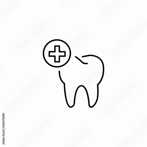 tooth with plus sign icon sign vector