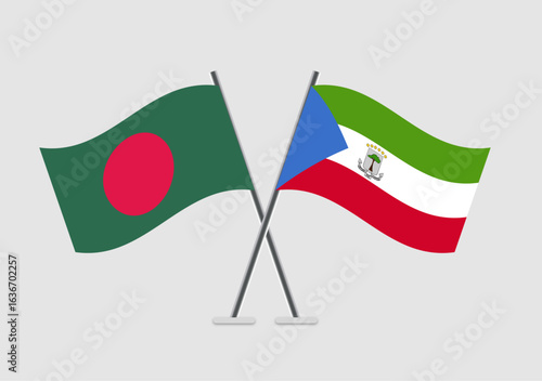 Bangladesh and Equatorial Guinea vector flags in celebration vector format