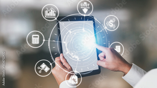 Photos Cost reduction and cost saving through digital transformation, business cost optimization, operational cost reduction, financial savings, and resource efficiency strategies for business success
