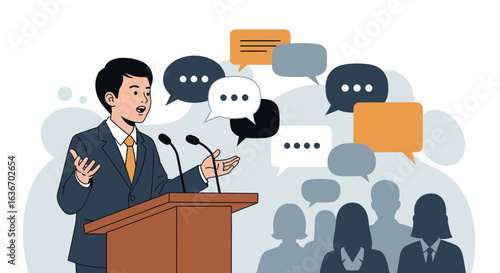 Conference Speaker Delivers Speech to Audience with Interactive Question Session