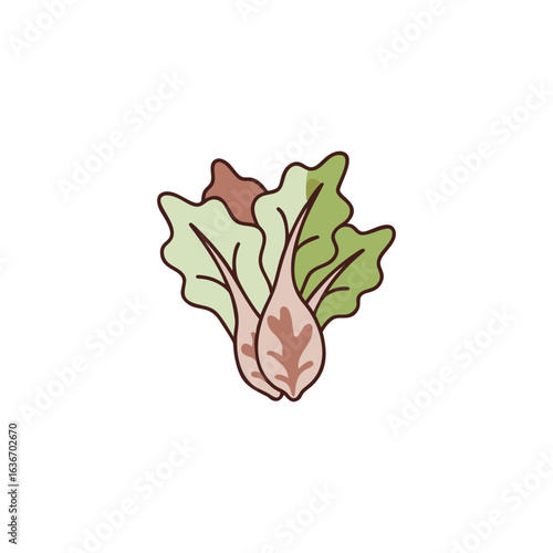 A mizuna vegetable icon colored outline vector illustration.