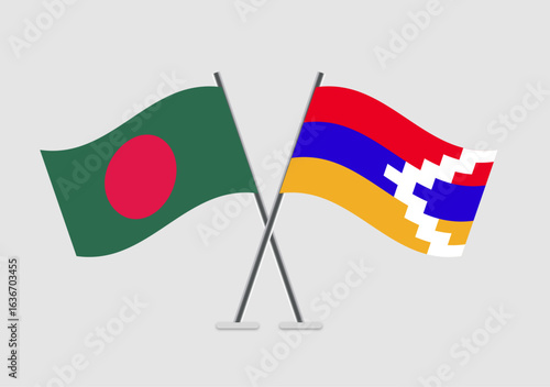 Bangladesh and Nagorno-Karabakh Republic vector flags image ideal for posters or prints