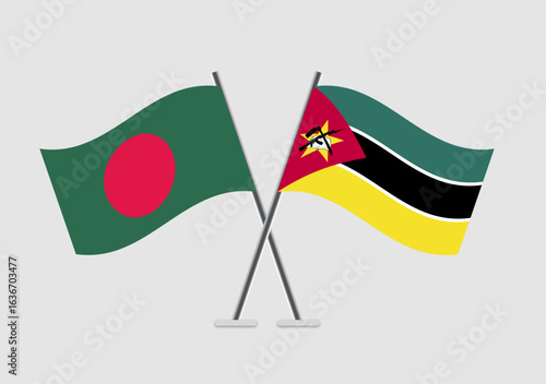 Bangladesh and Mozambique vector flags graphic expressing connection