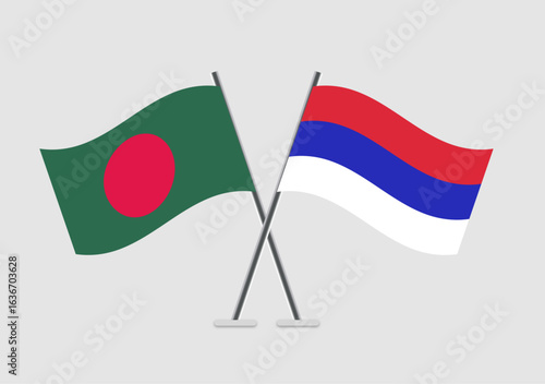 Bangladesh and Republika Srpska vector flags with minimal patriotic graphics