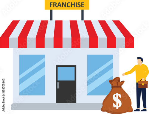 Franchise business branch expansion concept, Small company, company, shop, Service network, Retail store, suitable for ui, mobile app, website banner, landing page. flat vector illustration.

