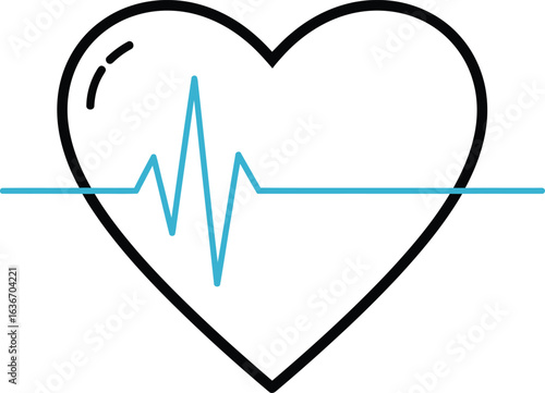 Vector illustration of a heart with a heartbeat line. An ECG symbol representing health, cardiology, and love. Ideal for medical websites, wellness apps, and healthcare designs.