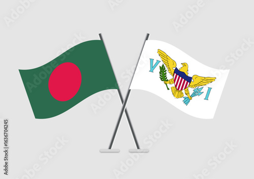 Bangladesh and Virgin islands US vector flags in peaceful meeting illustration