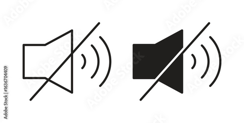 Mute sound icon symbol, sign, logo or emblems. silhouette. EPS 10.