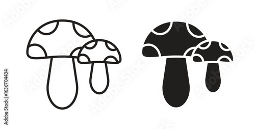Mushrooms icon symbol, sign, logo or emblems. silhouette. EPS 10.