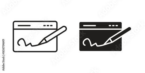Electronic signature icon symbol, sign, logo or emblems. silhouette. EPS 10.