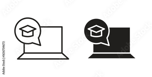 E learning icon symbol, sign, logo or emblems. silhouette. EPS 10.
