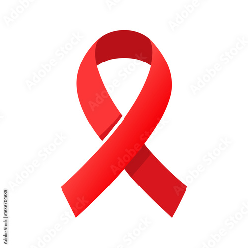 Red Ribbon Icon for AIDS Awareness, Minimalist Vector Illustration