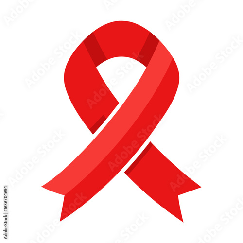 Red Ribbon Icon for AIDS Awareness, Minimalist Vector Illustration