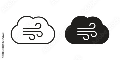 Wind clouds icon symbol, sign, logo or emblems. silhouette. EPS 10.