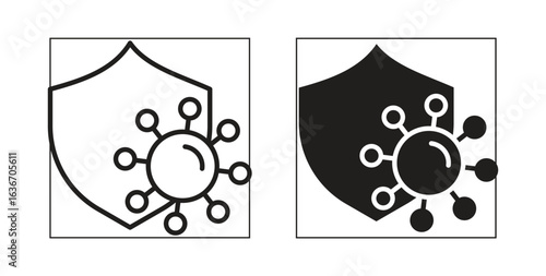Virus protection shield icon symbol, sign, logo or emblems. silhouette. EPS 10.