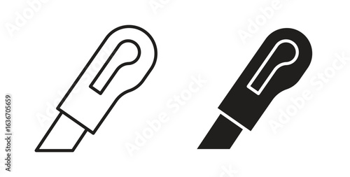 Utility knife icon symbol, sign, logo or emblems. silhouette. EPS 10.