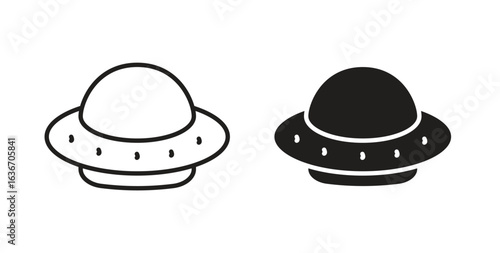UFO icon symbol, sign, logo or emblems. silhouette. EPS 10.