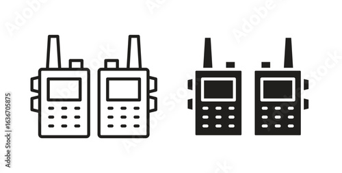 Two way radio icon symbol, sign, logo or emblems. silhouette. EPS 10.