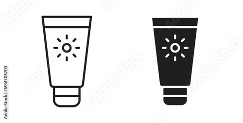Sunscreen icon symbol, sign, logo or emblems. silhouette. EPS 10.
