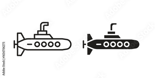 Submarine icon symbol, sign, logo or emblems. silhouette. EPS 10.