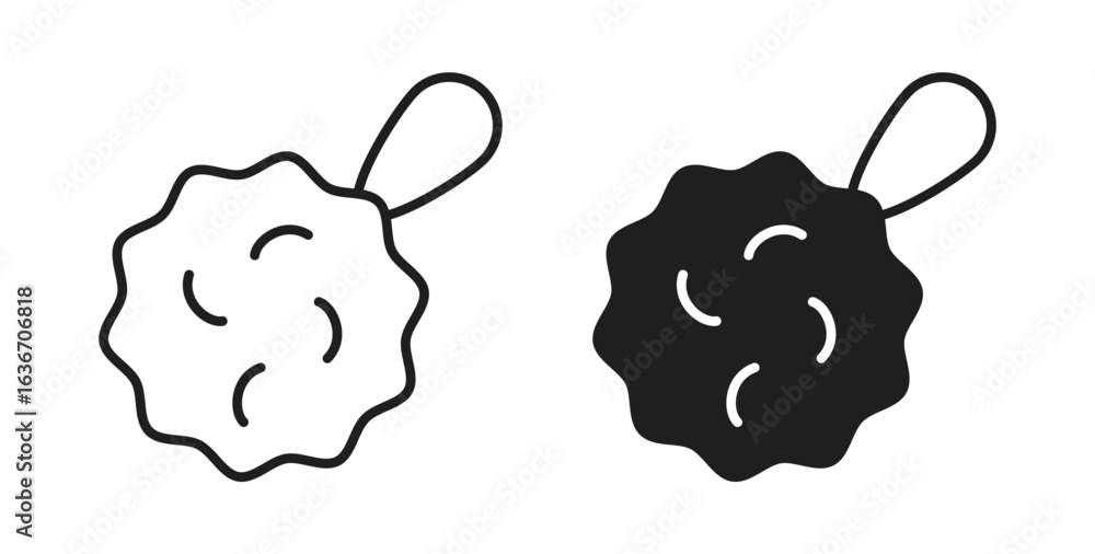 Obraz premium Shower sponge ball icon symbol, sign, logo or emblems. silhouette. EPS 10.