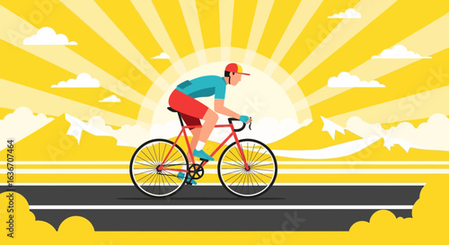 Cycling Adventure Amidst the Sunny Mountains for Fitness and Wellness