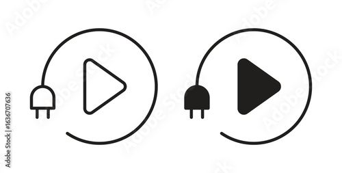 Plug and play icon symbol, sign, logo or emblems. silhouette. EPS 10.