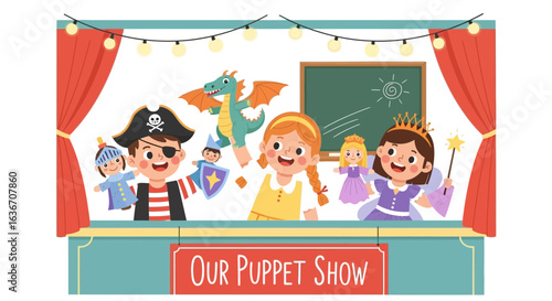 Delightful children's puppet show with vibrant characters and engaging storytelling