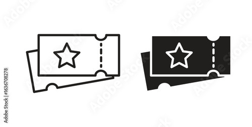 Movie ticket icon symbol, sign, logo or emblems. silhouette. EPS 10.