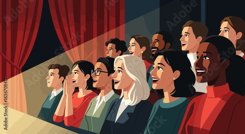 Diverse Audience Enjoying a Live Performance in Theater Auditorium