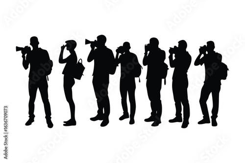 Capturing Moments: Silhouette of photographers at work, immortalizing scenes with camera