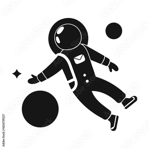 Astronaut silhouette floating in outer space against a starry cosmic background symbolizing exploration and adventure