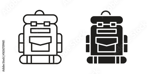 Hiking backpack icon symbol, sign, logo or emblems. silhouette. EPS 10.