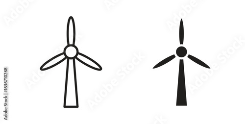 Eolic energy icon symbol, sign, logo or emblems. silhouette. EPS 10.