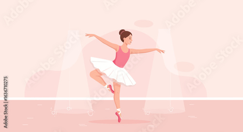 Elegance And Graceful Ballet Dancer In A Pinkish Hues With Soft Lighting Background