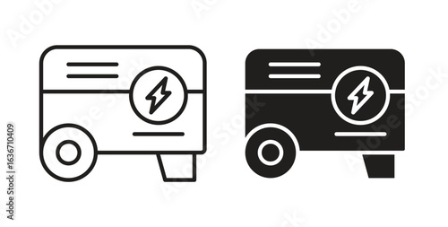 Electric generator icon symbol, sign, logo or emblems. silhouette. EPS 10.