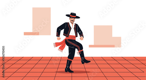 Elegant Flamenco Dancer Performing Traditional Dance With Stylish Costumes