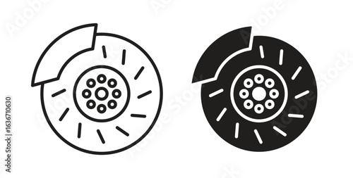 Disk brake icon symbol, sign, logo or emblems. silhouette. EPS 10.