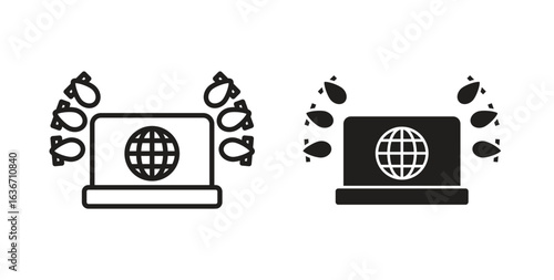 Ddos icon symbol, sign, logo or emblems. silhouette. EPS 10.