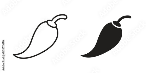 Chili icon symbol, sign, logo or emblems. silhouette. EPS 10.