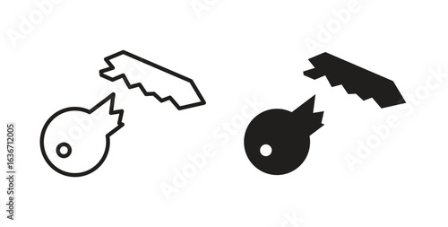 Broken key icon symbol, sign, logo or emblems. silhouette. EPS 10.