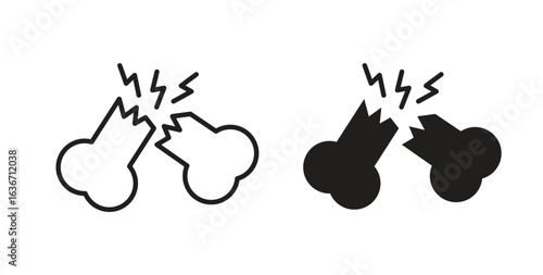 Broken bone icon symbol, sign, logo or emblems. silhouette. EPS 10.