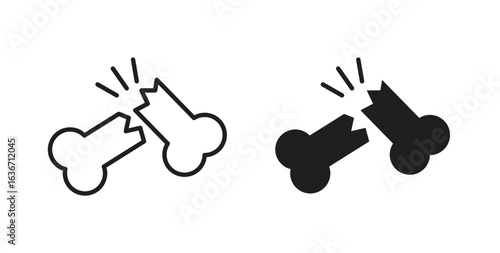 Broken bone icon symbol, sign, logo or emblems. silhouette. EPS 10.