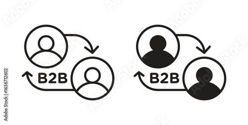 B2B icon symbol, sign, logo or emblems. silhouette. EPS 10.