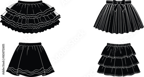 Shop cute skirt designs mini skirt ruffle skirt pleated skirt vector